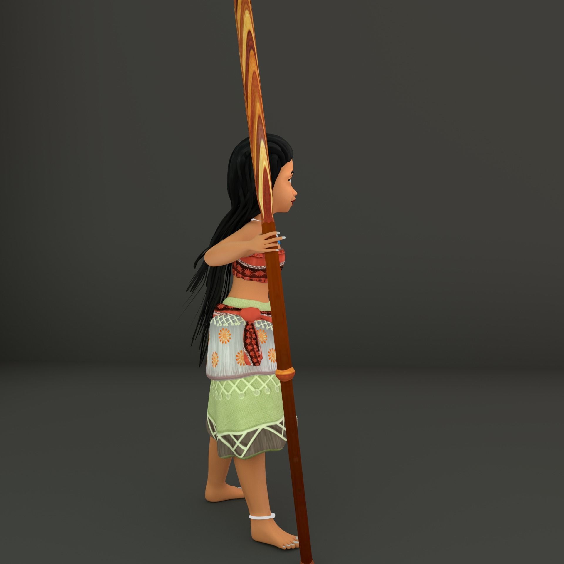 Game Ready Girl Character Low-poly 3D model_7