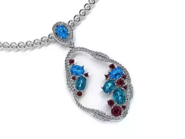 PDD01 pendant with topaz and sapphires