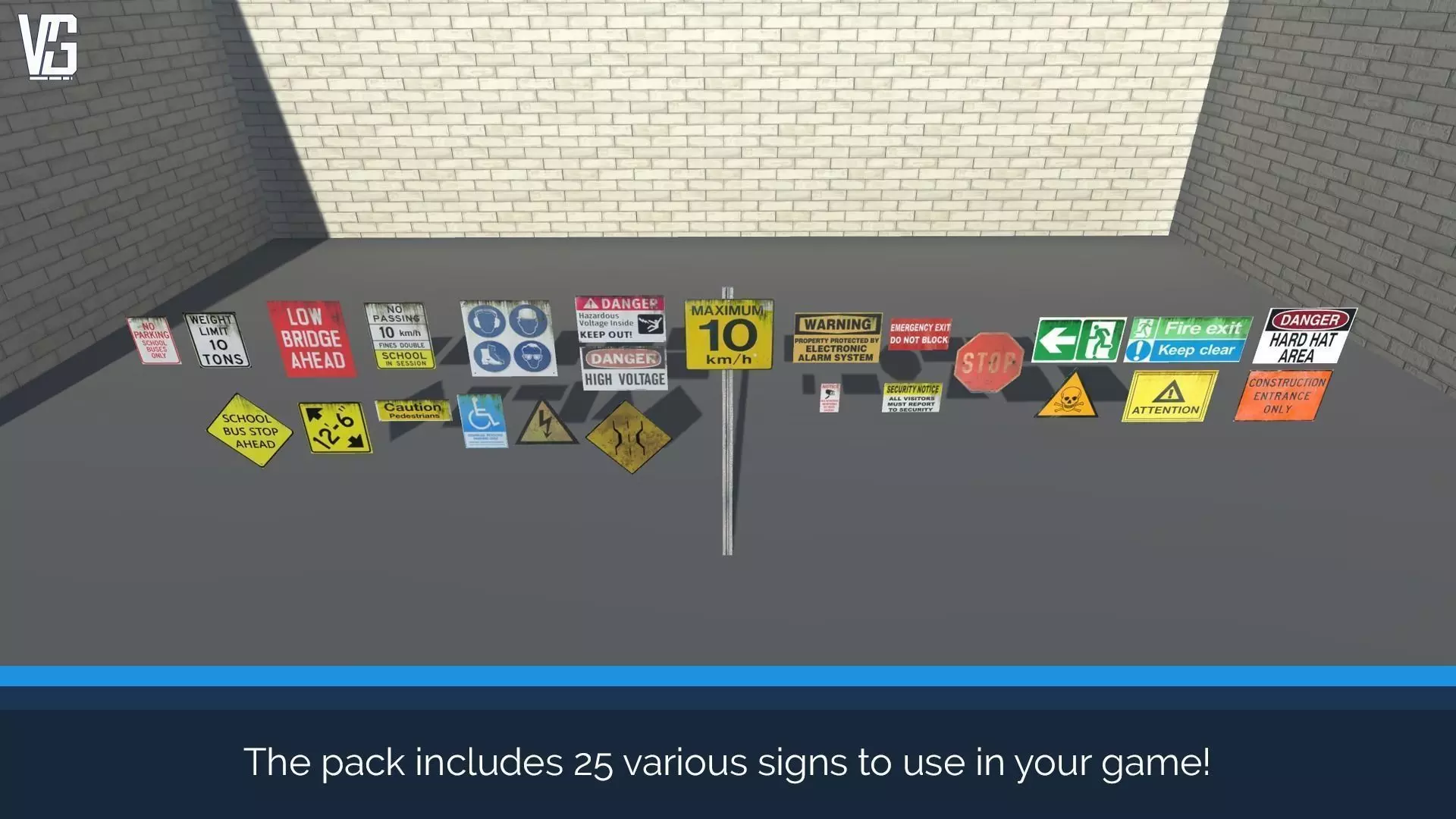 FREE 25 Mixed Industrial Sign Pack Free low-poly 3D model