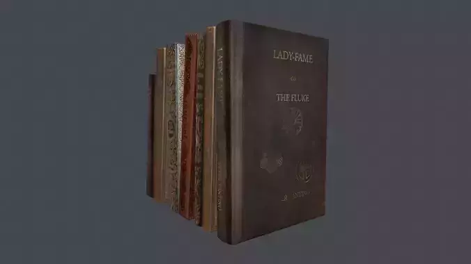 Book set books from library of person Low-poly 3D model