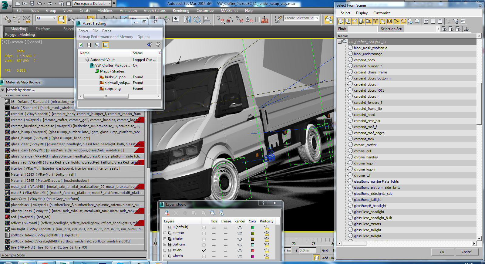 VW Crafter 2017 single cab pickup 3D model_22