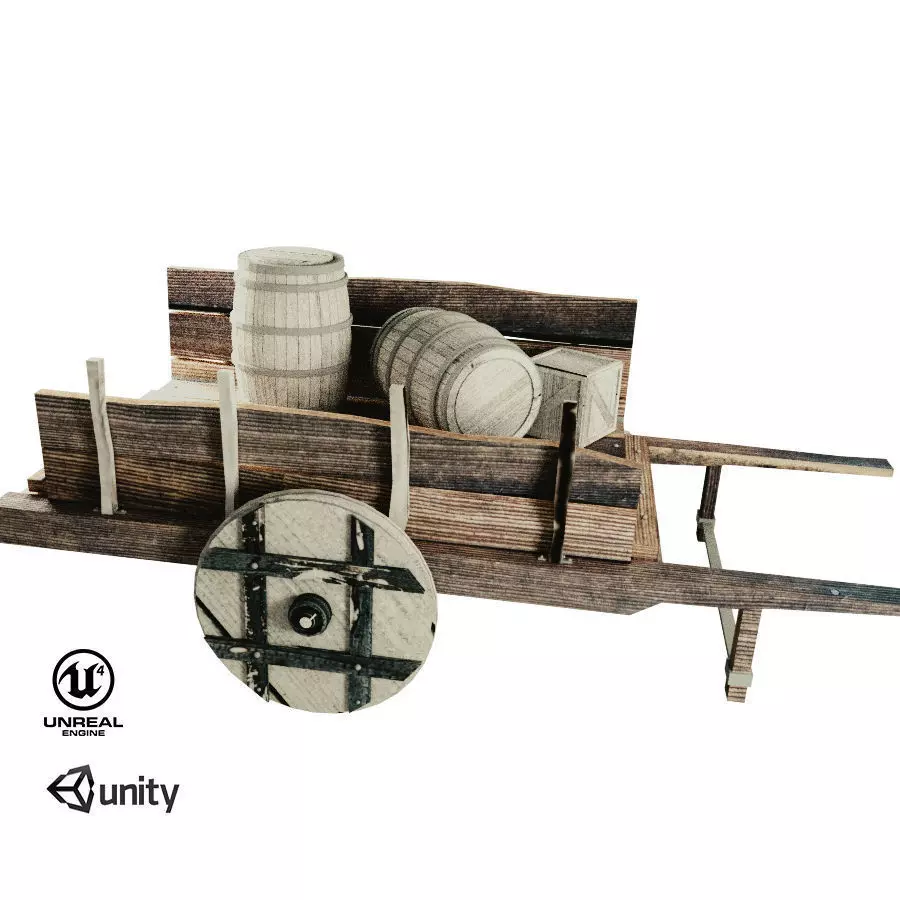 Wooden cart 3D model