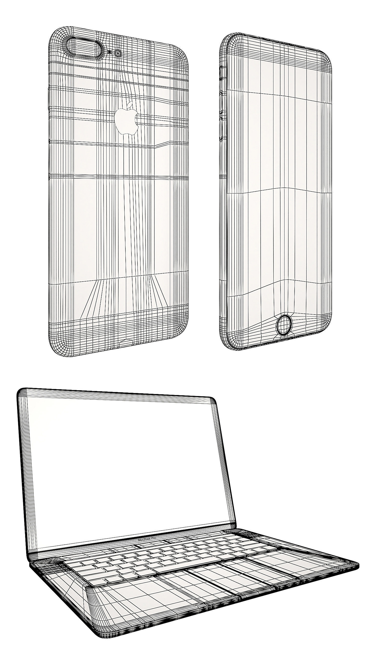 Workplace with MacBook  3D model_2