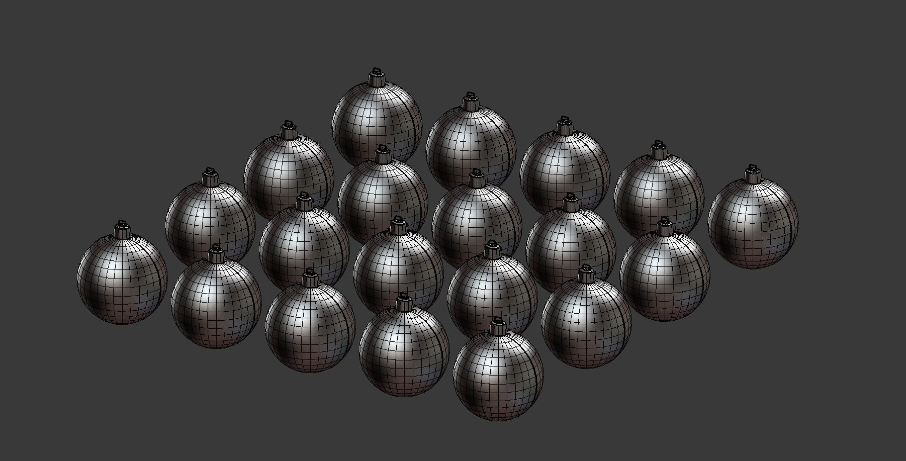 Black and White Baubles Collection with Hooks 3D model_16