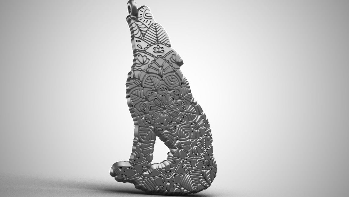 Wolf Pendant 3D print model_7