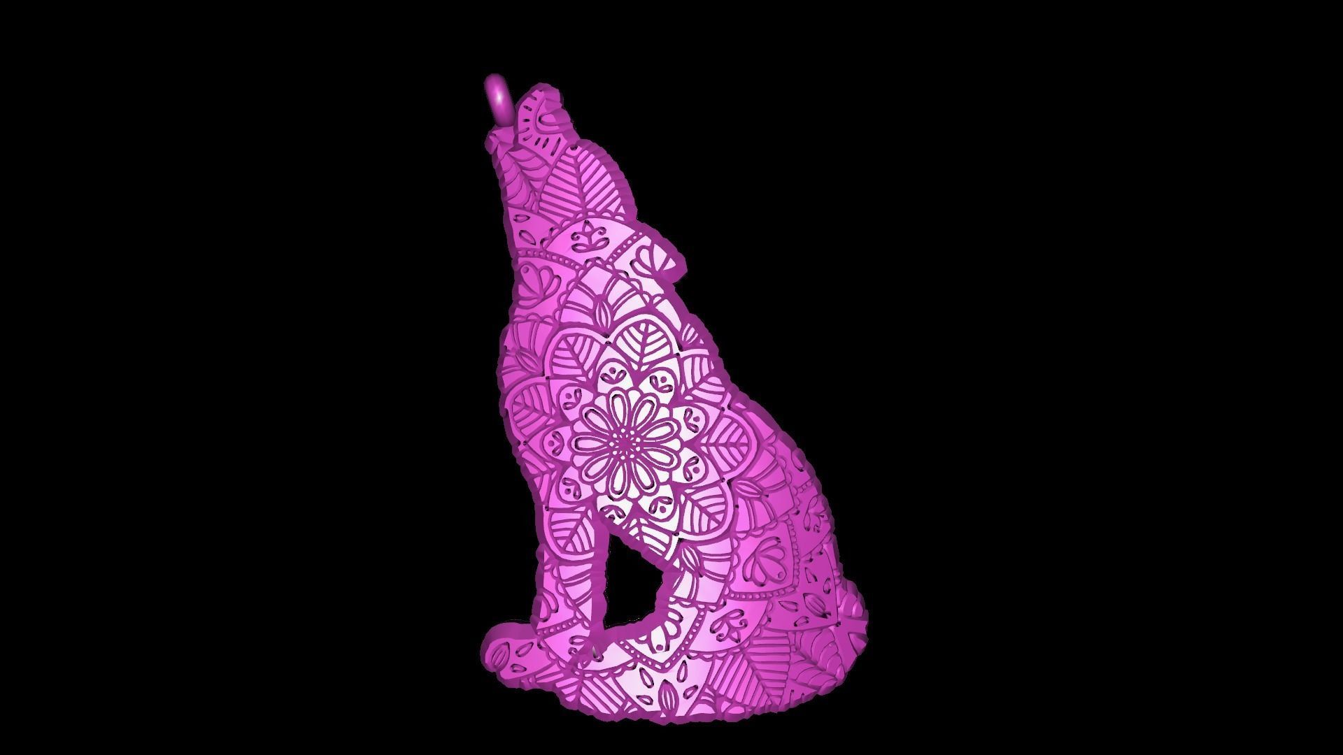Wolf Pendant 3D print model_9