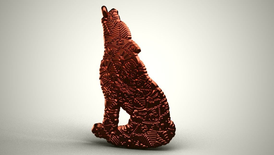 Wolf Pendant 3D print model_5