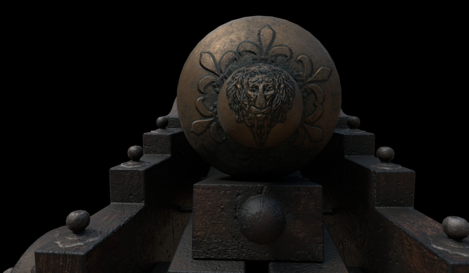 Old Naval Cannon Low-poly 3D model_3