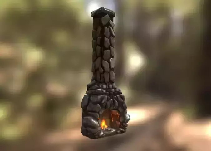 Simple - Stone chimney - 3D Model - Asset