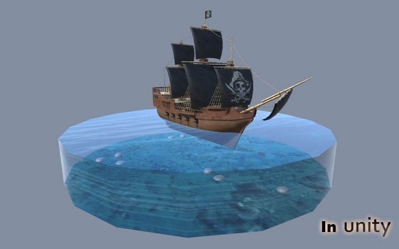 Animated Pirate Ship AR VR Unity 3dsmax Low-poly 3D model_8
