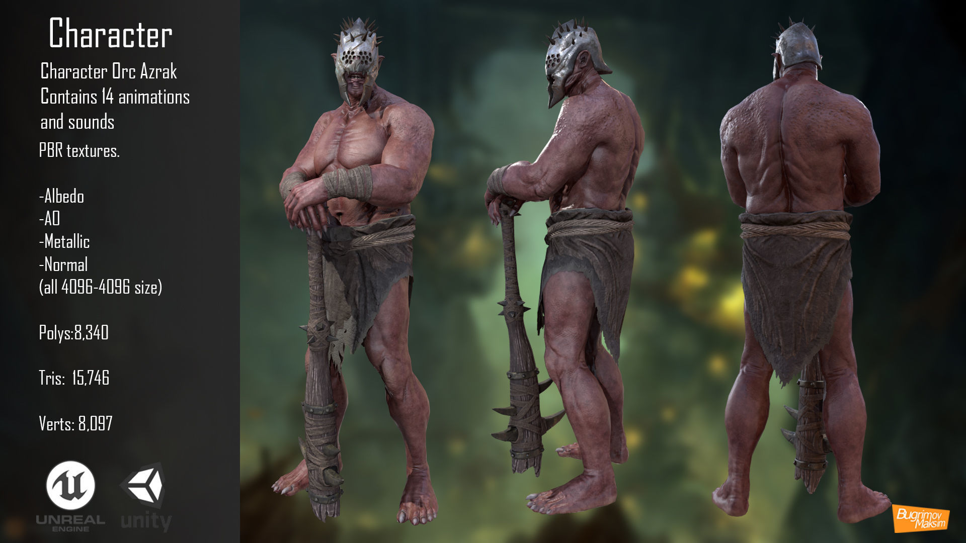 Character Orc Azrak Low-poly 3D model_2