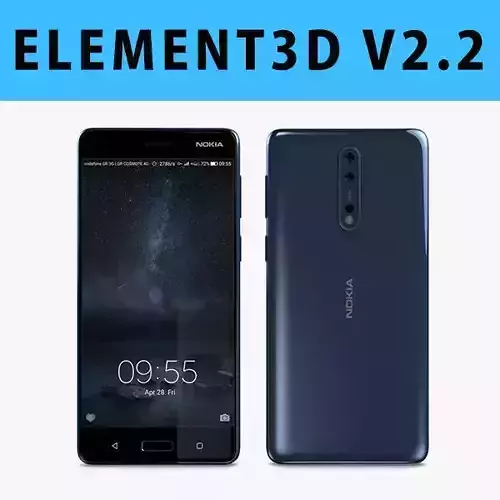 E3D - Nokia 8 Polished Blue 3D model 3D model