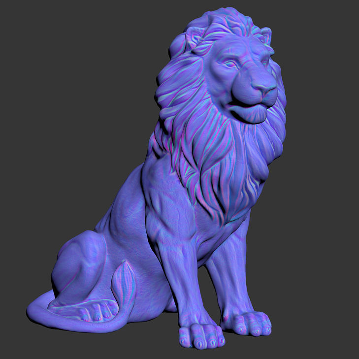Sitting Lion statue PBR Lowpoly Low-poly 3D model_31