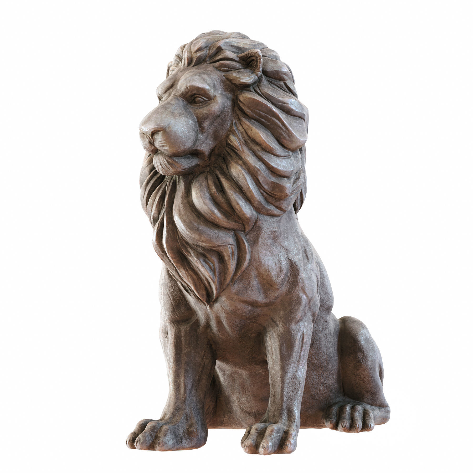 Sitting Lion statue PBR Lowpoly Low-poly 3D model_4