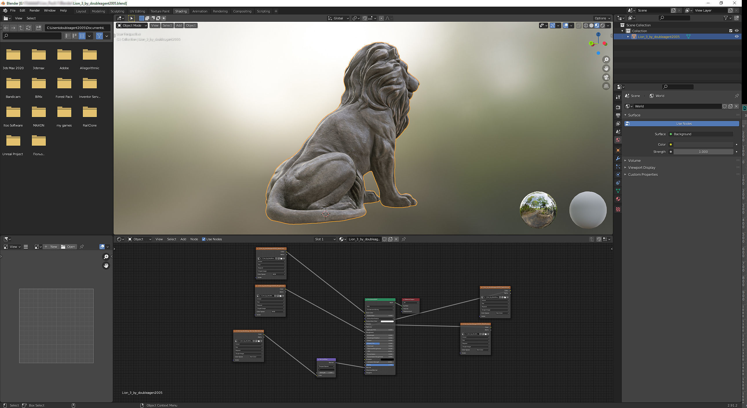 Sitting Lion statue PBR Lowpoly Low-poly 3D model_11