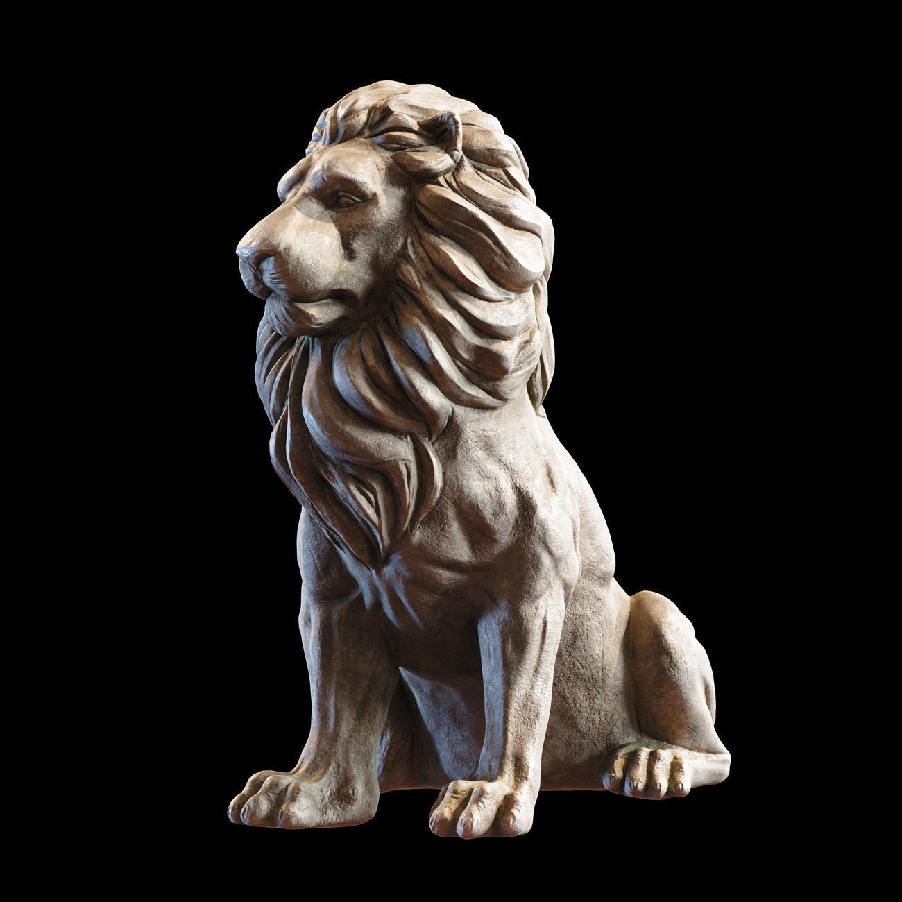Sitting Lion statue PBR Lowpoly Low-poly 3D model_32