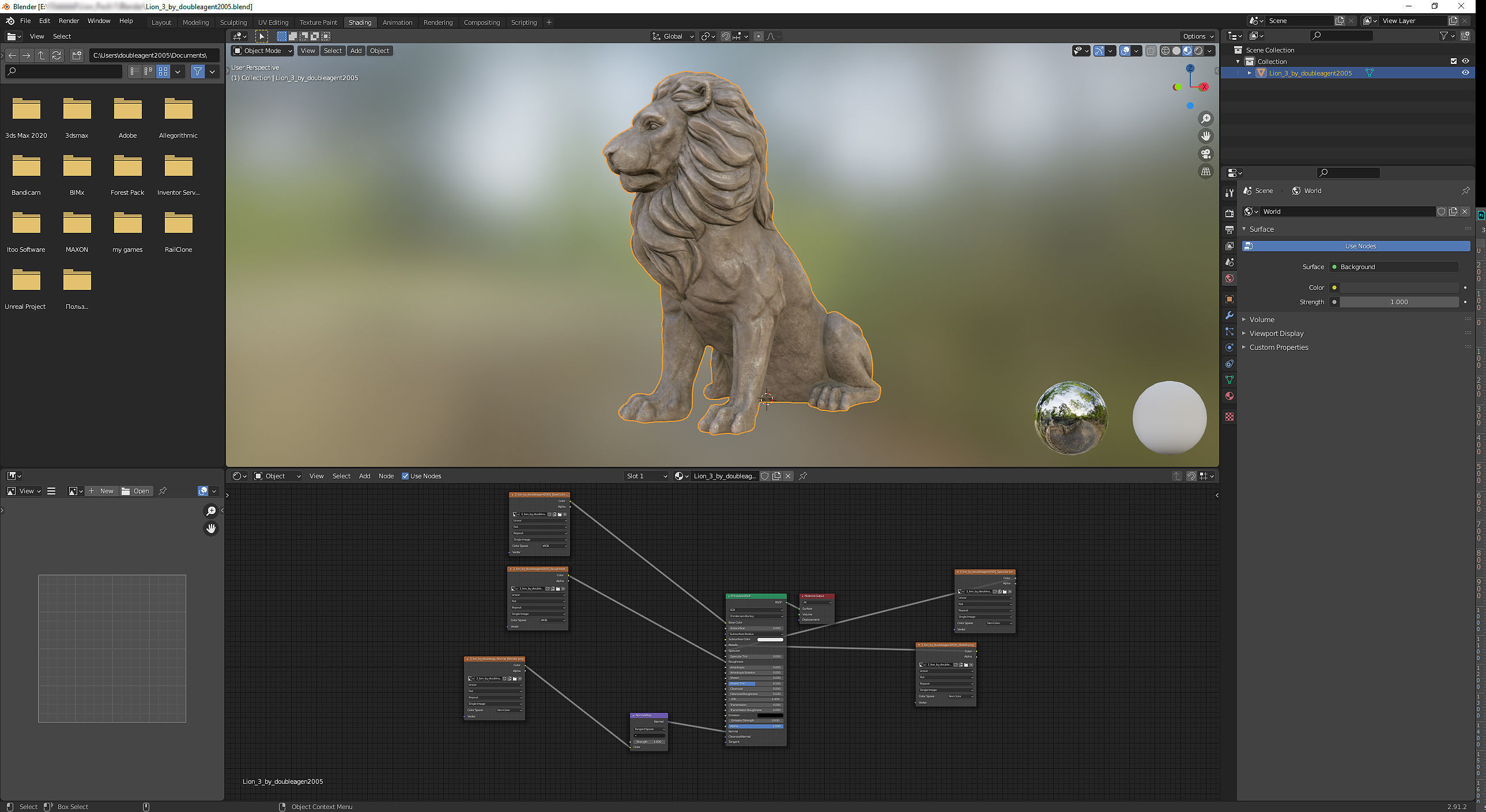 Sitting Lion statue PBR Lowpoly Low-poly 3D model_14