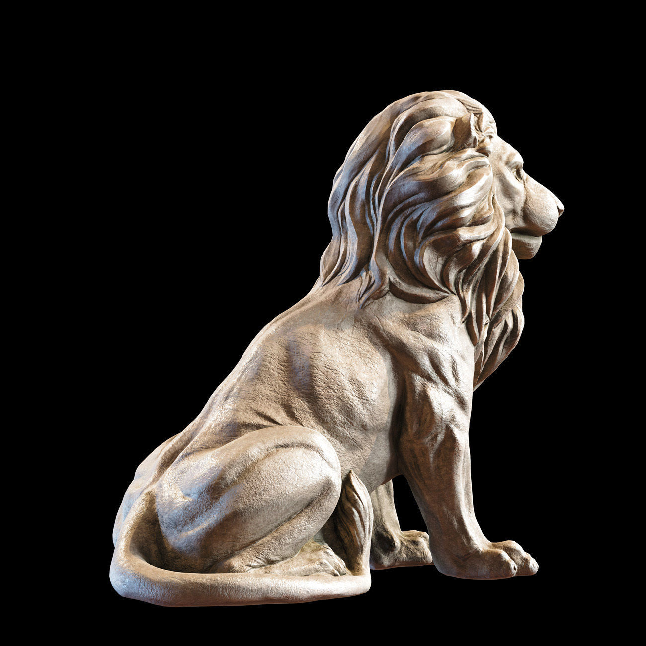 Sitting Lion statue PBR Lowpoly Low-poly 3D model_25