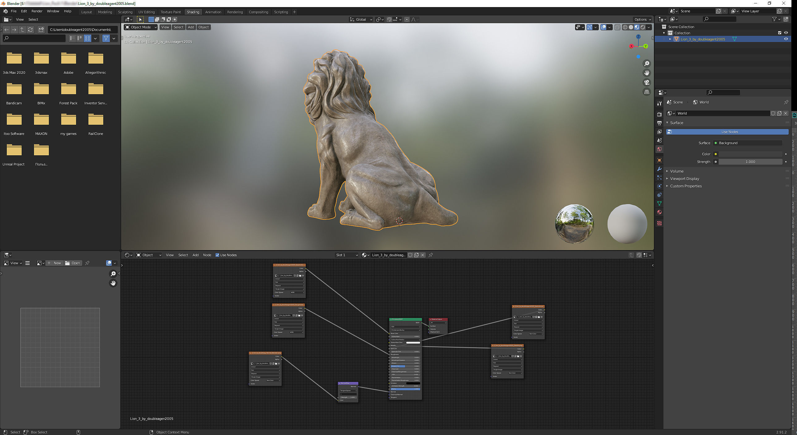Sitting Lion statue PBR Lowpoly Low-poly 3D model_12