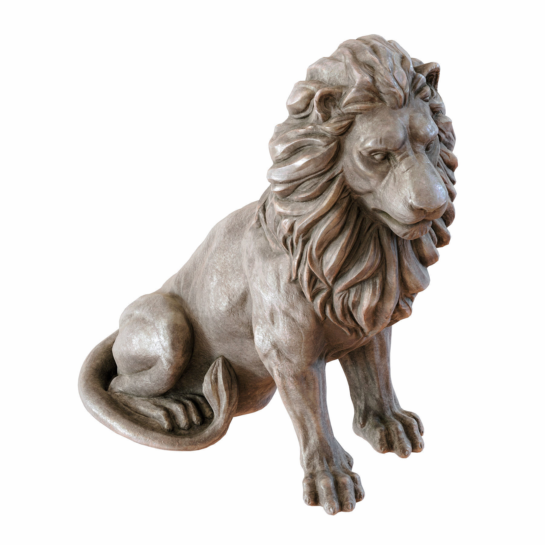 Sitting Lion statue PBR Lowpoly Low-poly 3D model_7