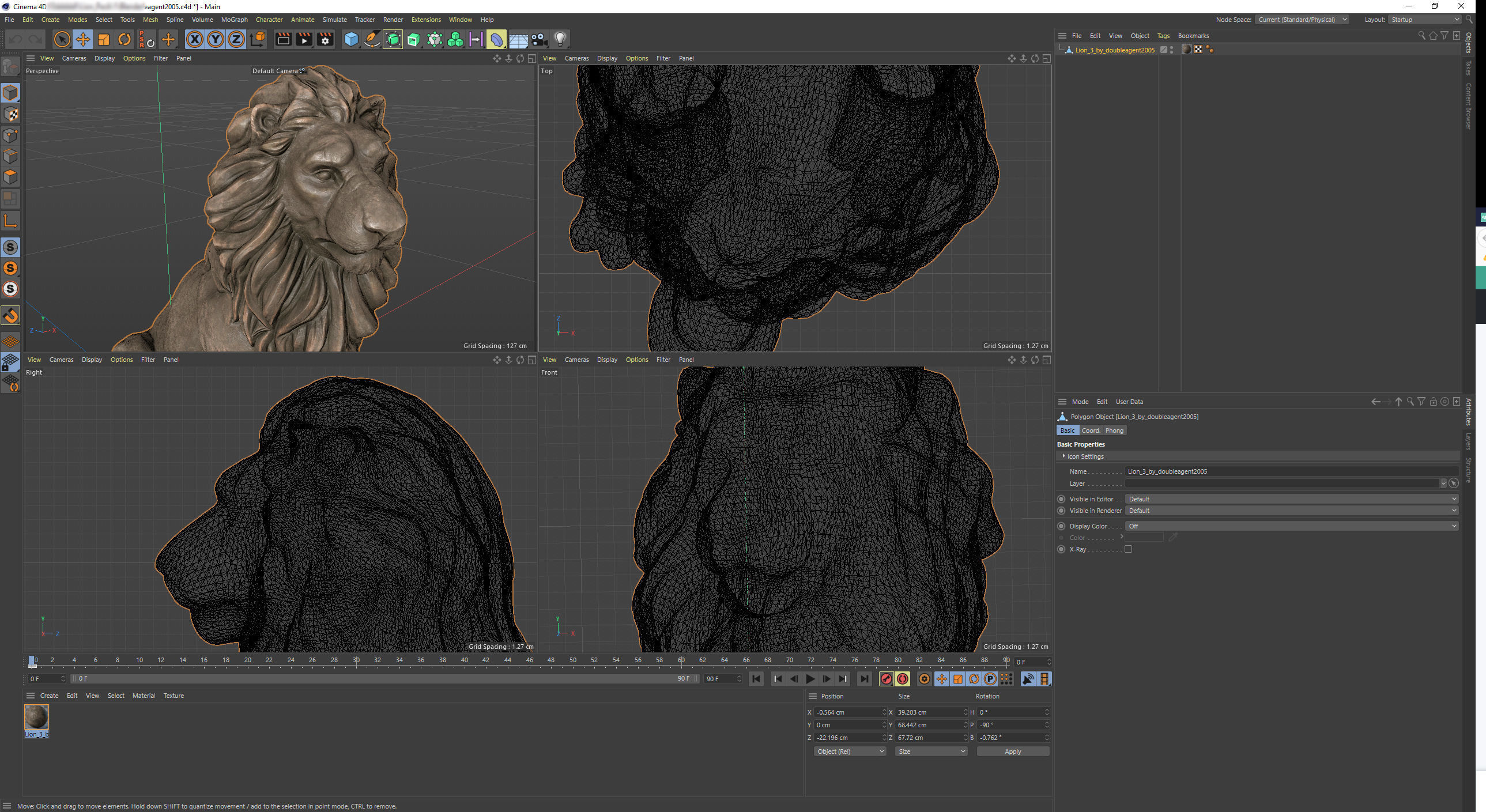 Sitting Lion statue PBR Lowpoly Low-poly 3D model_20
