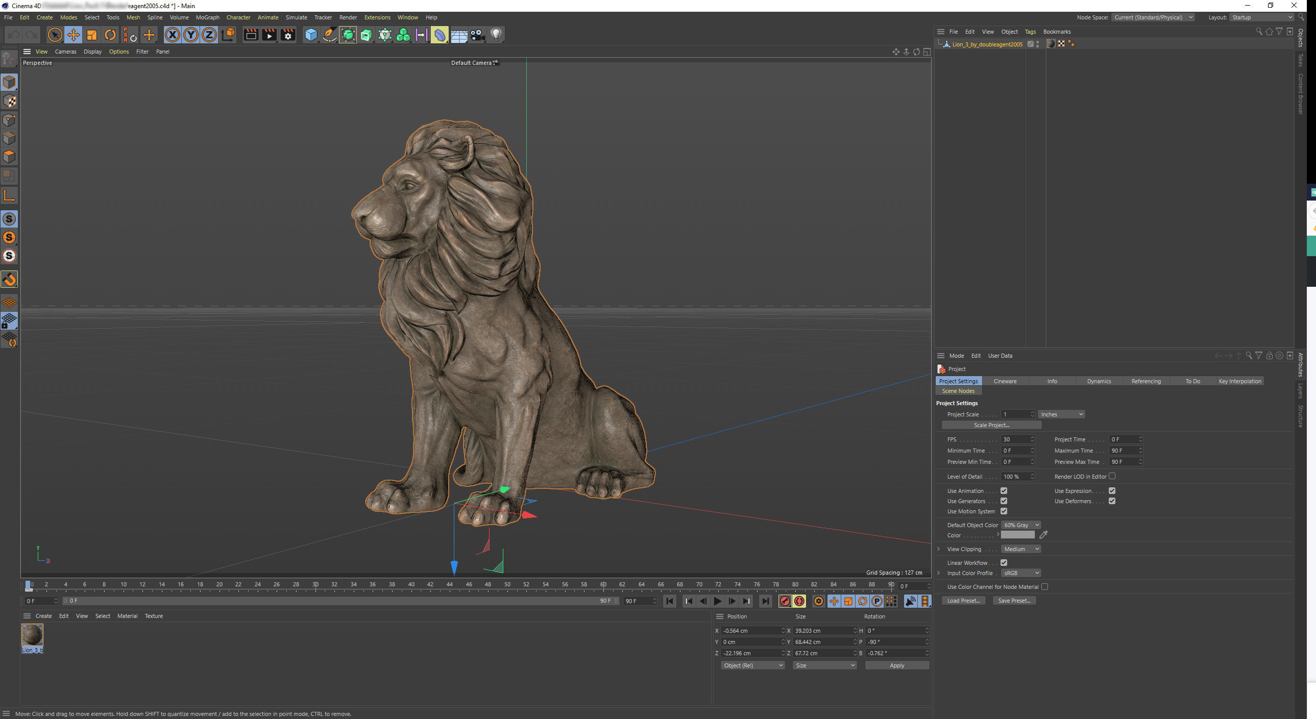 Sitting Lion statue PBR Lowpoly Low-poly 3D model_18