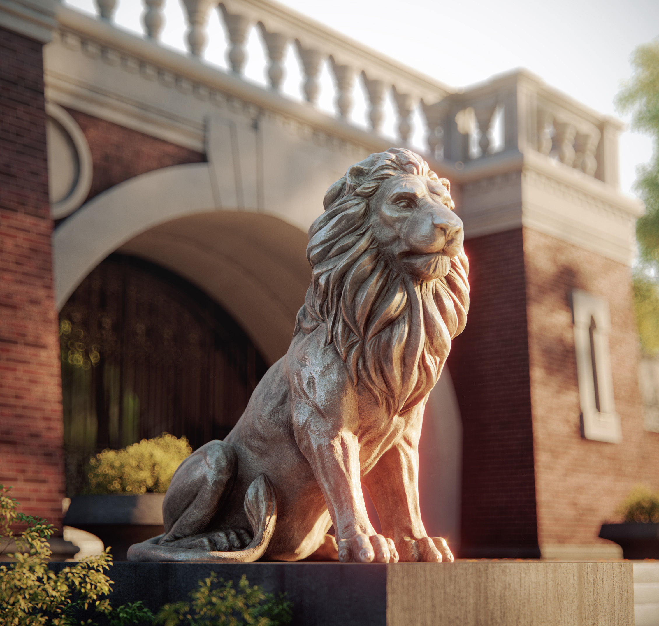 Sitting Lion statue PBR Lowpoly Low-poly 3D model_33