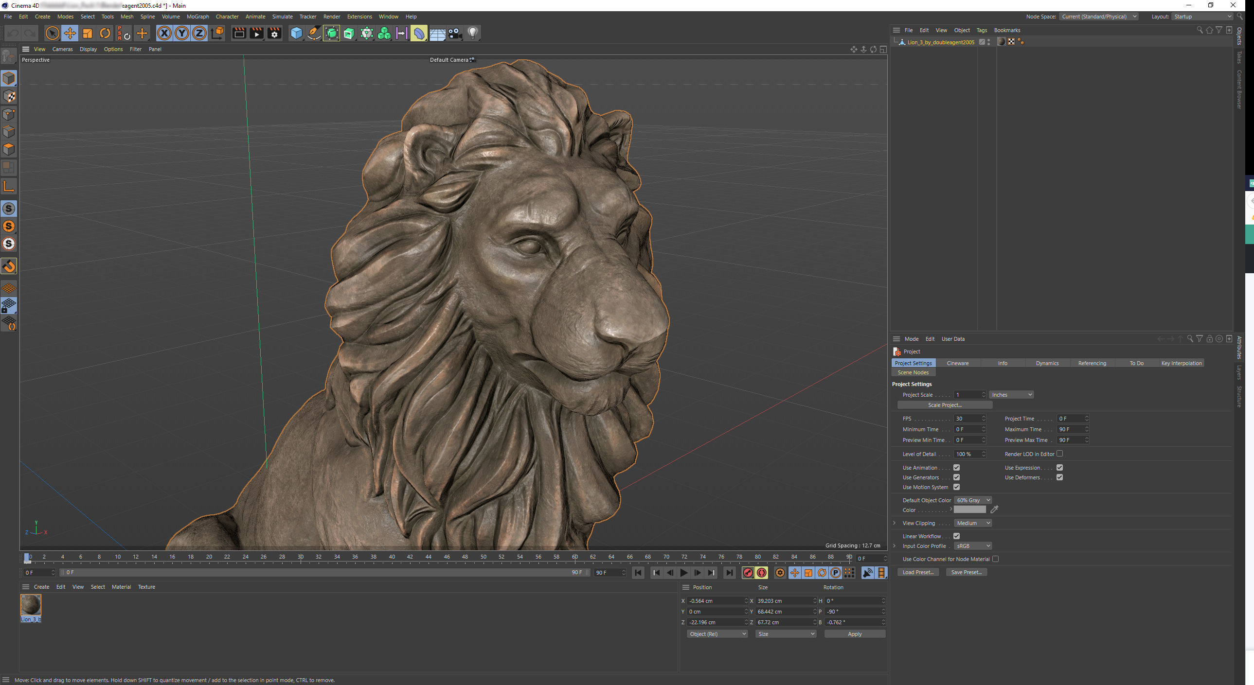 Sitting Lion statue PBR Lowpoly Low-poly 3D model_19