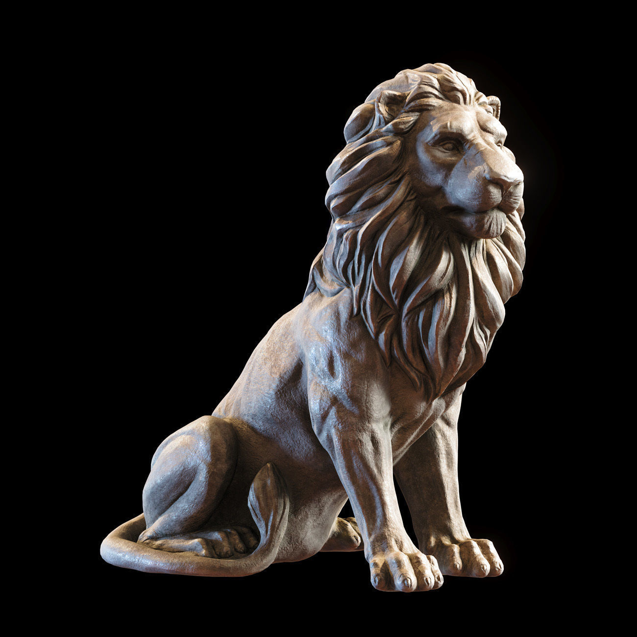 Sitting Lion statue PBR Lowpoly Low-poly 3D model_21