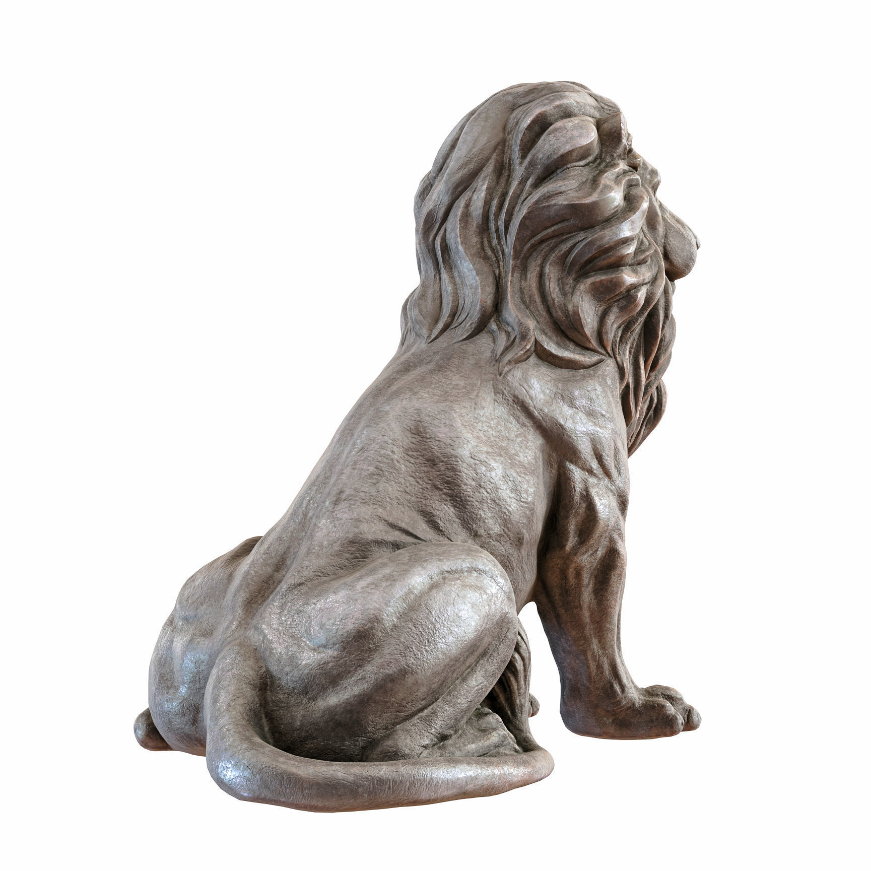 Sitting Lion statue PBR Lowpoly Low-poly 3D model_5