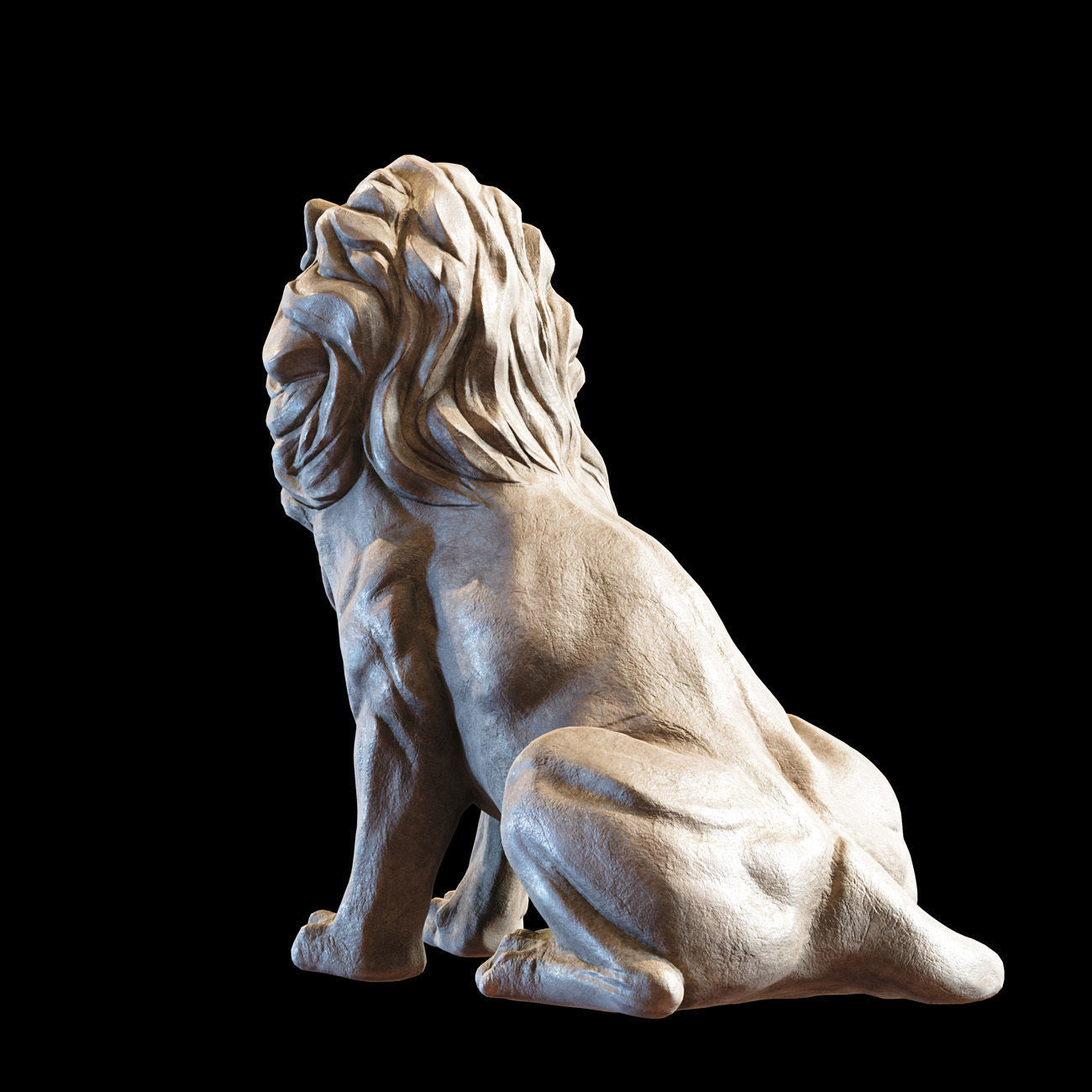 Sitting Lion statue PBR Lowpoly Low-poly 3D model_28