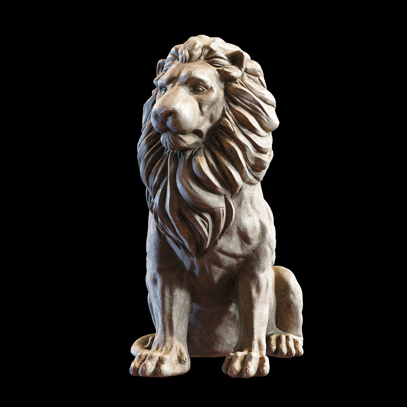 Sitting Lion statue PBR Lowpoly Low-poly 3D model_22