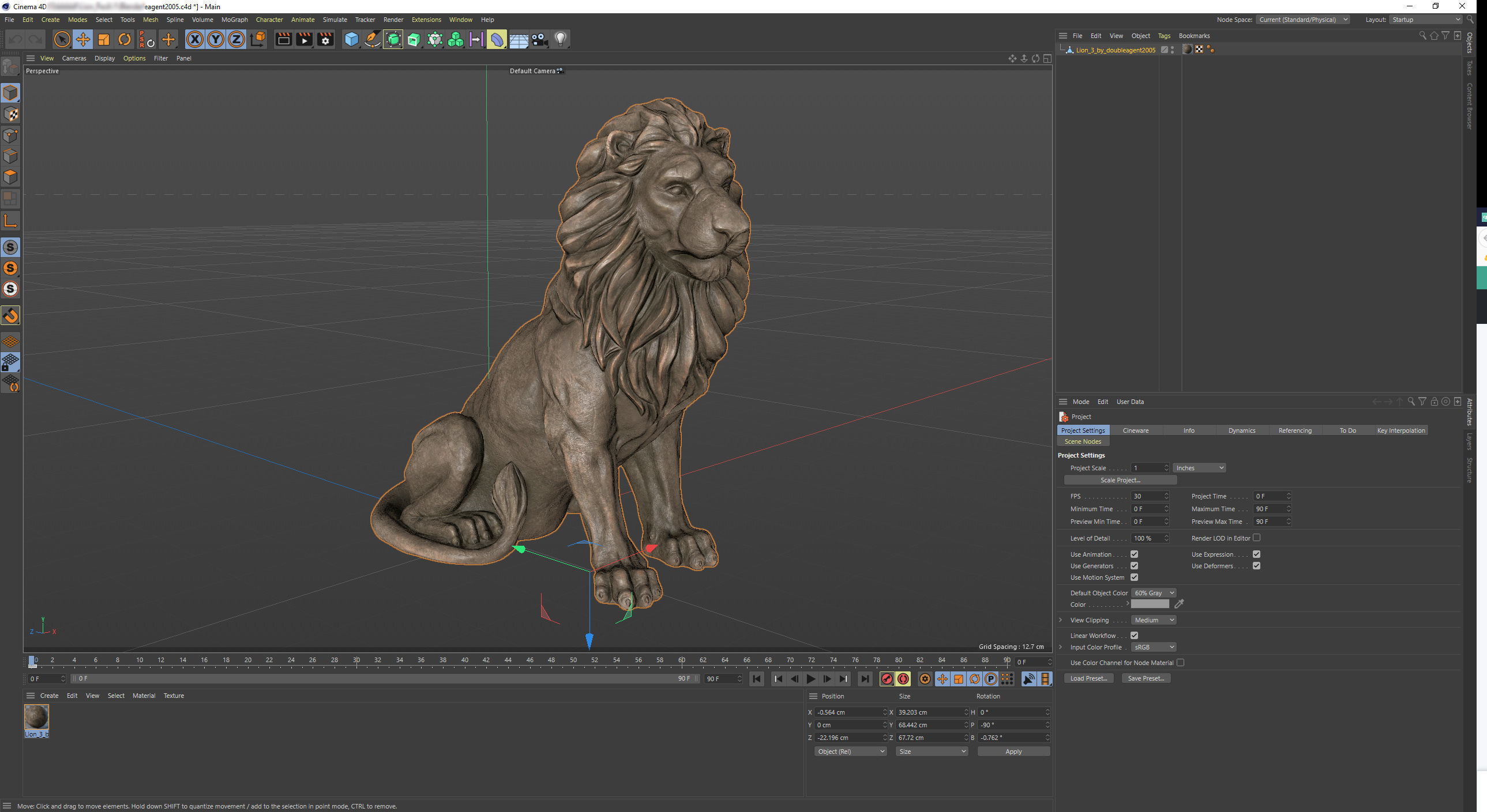 Sitting Lion statue PBR Lowpoly Low-poly 3D model_17