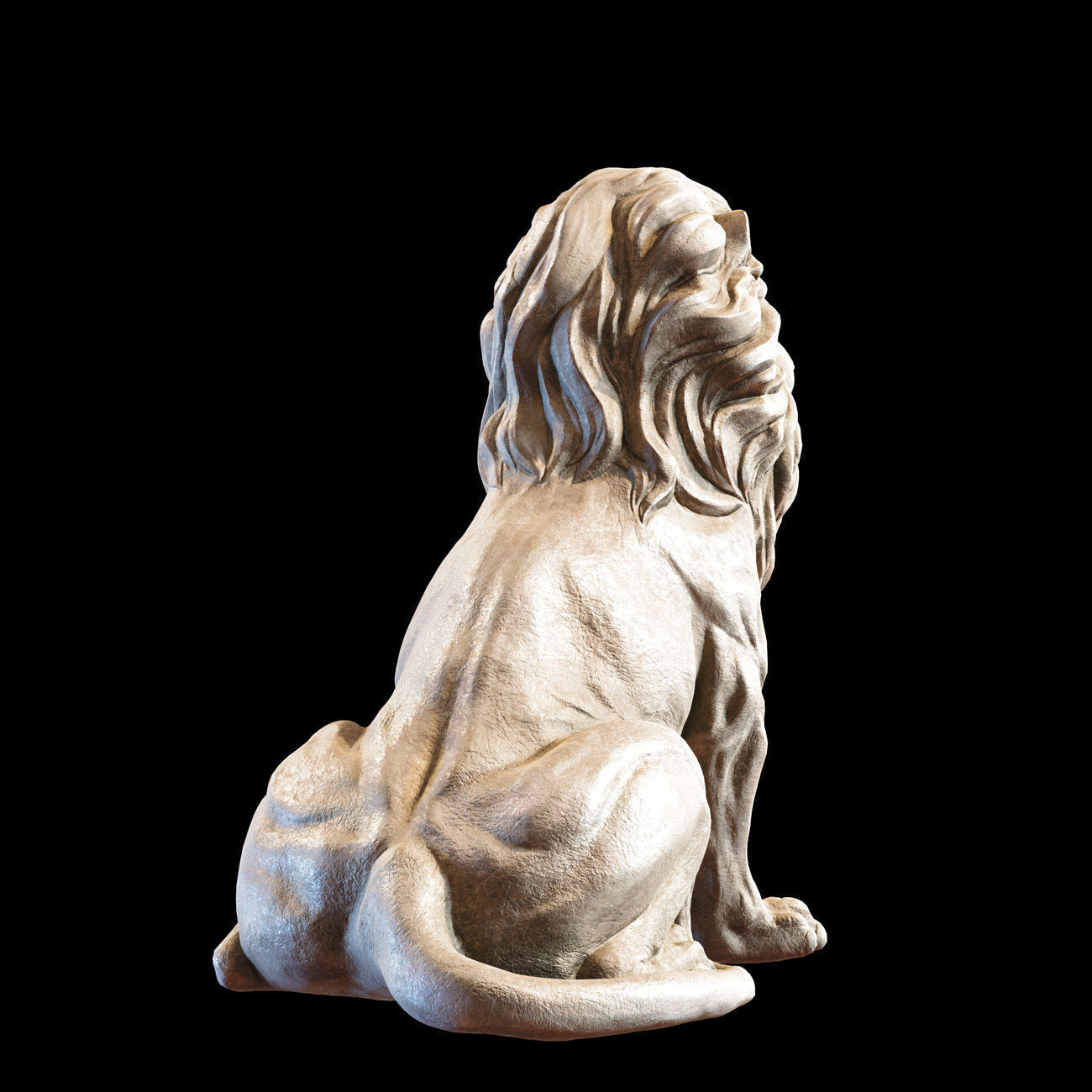 Sitting Lion statue PBR Lowpoly Low-poly 3D model_26