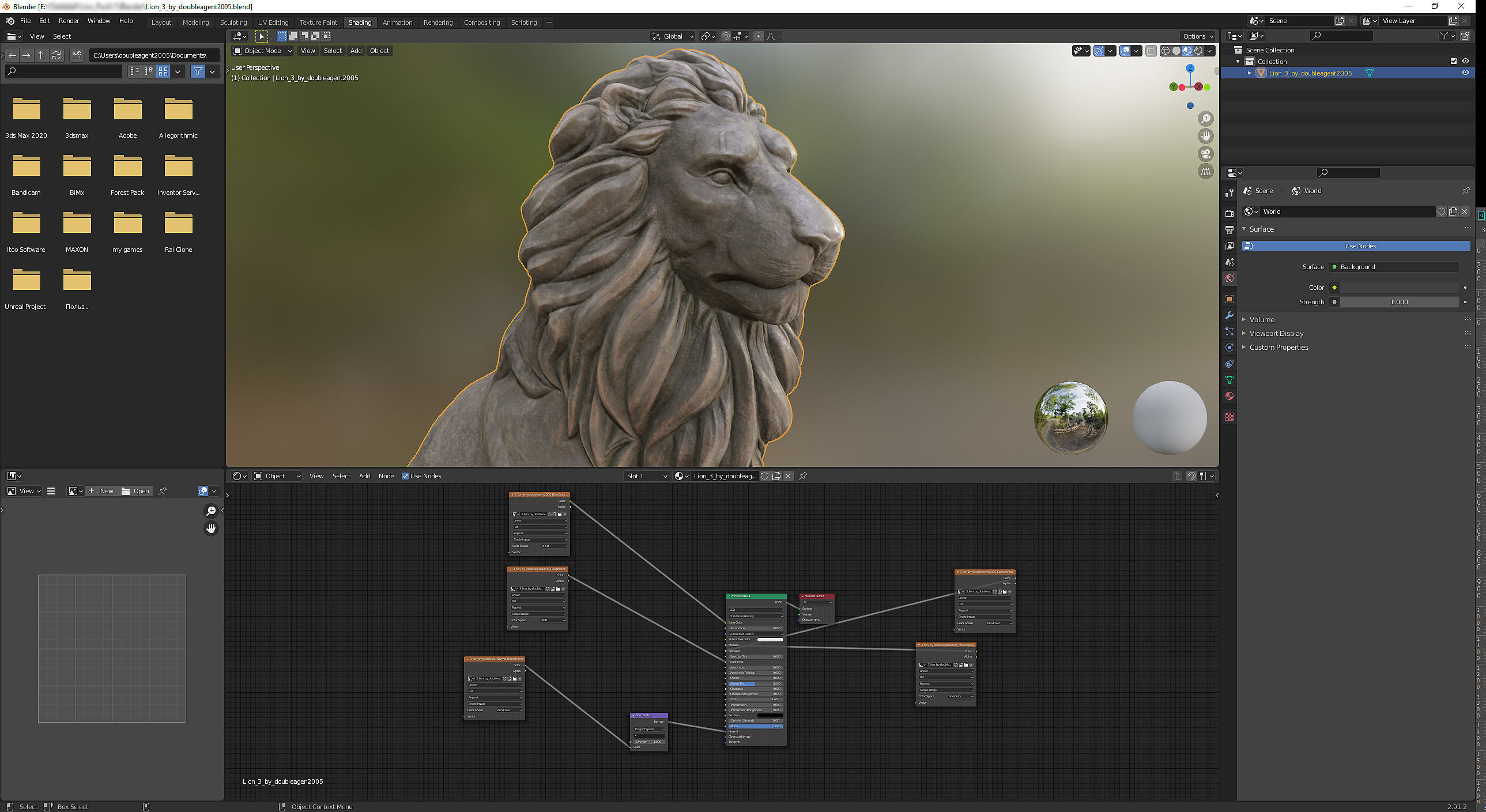 Sitting Lion statue PBR Lowpoly Low-poly 3D model_13