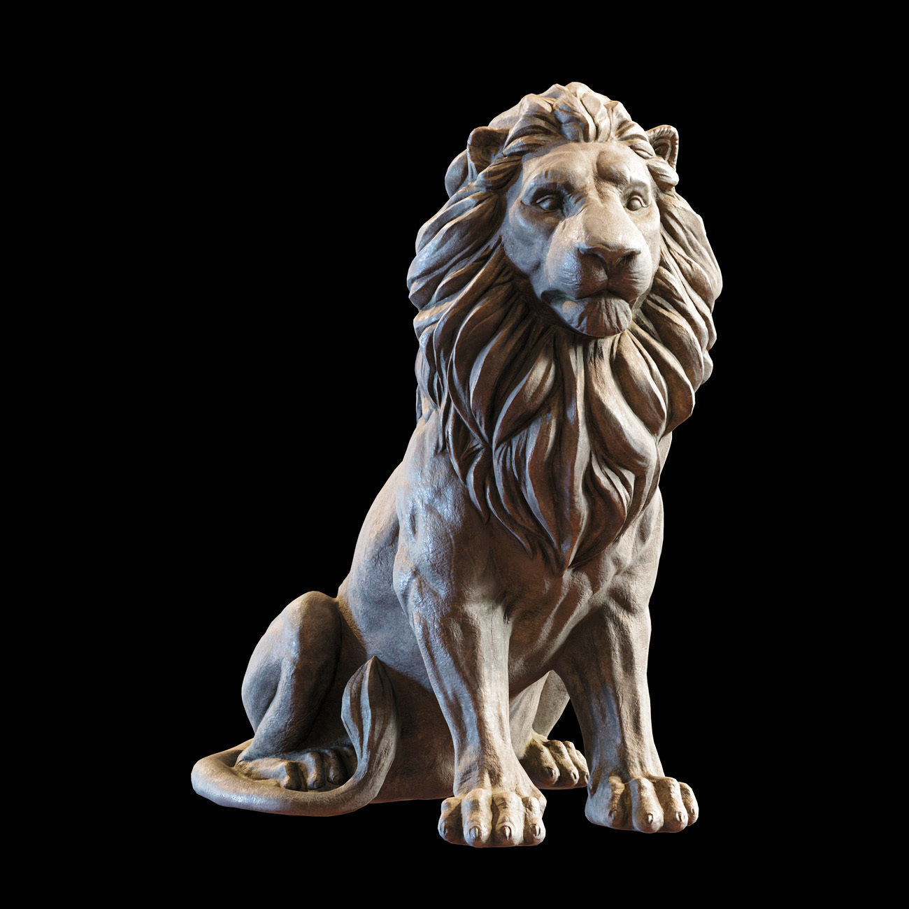 Sitting Lion statue PBR Lowpoly Low-poly 3D model_23