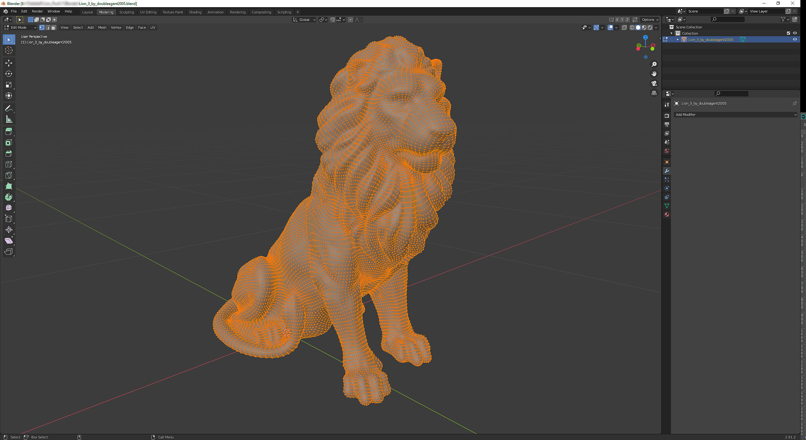 Sitting Lion statue PBR Lowpoly Low-poly 3D model_15
