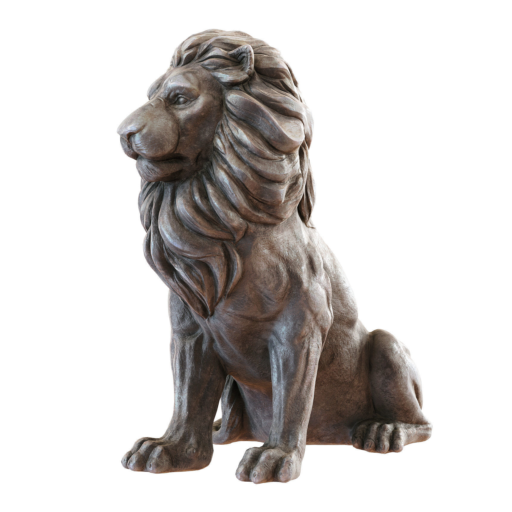 Sitting Lion statue PBR Lowpoly Low-poly 3D model_6