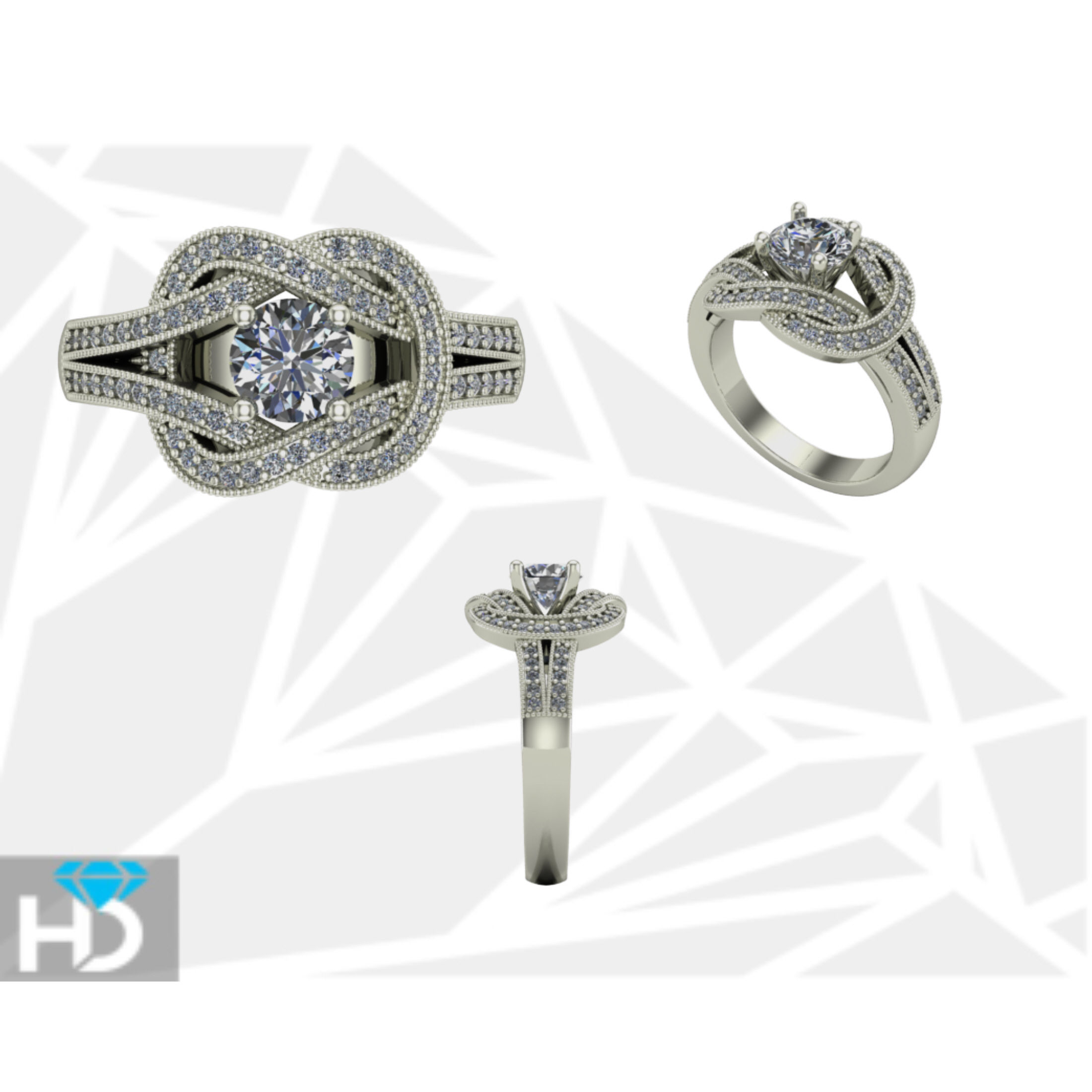 Fashion knot Ring 3D print model_1