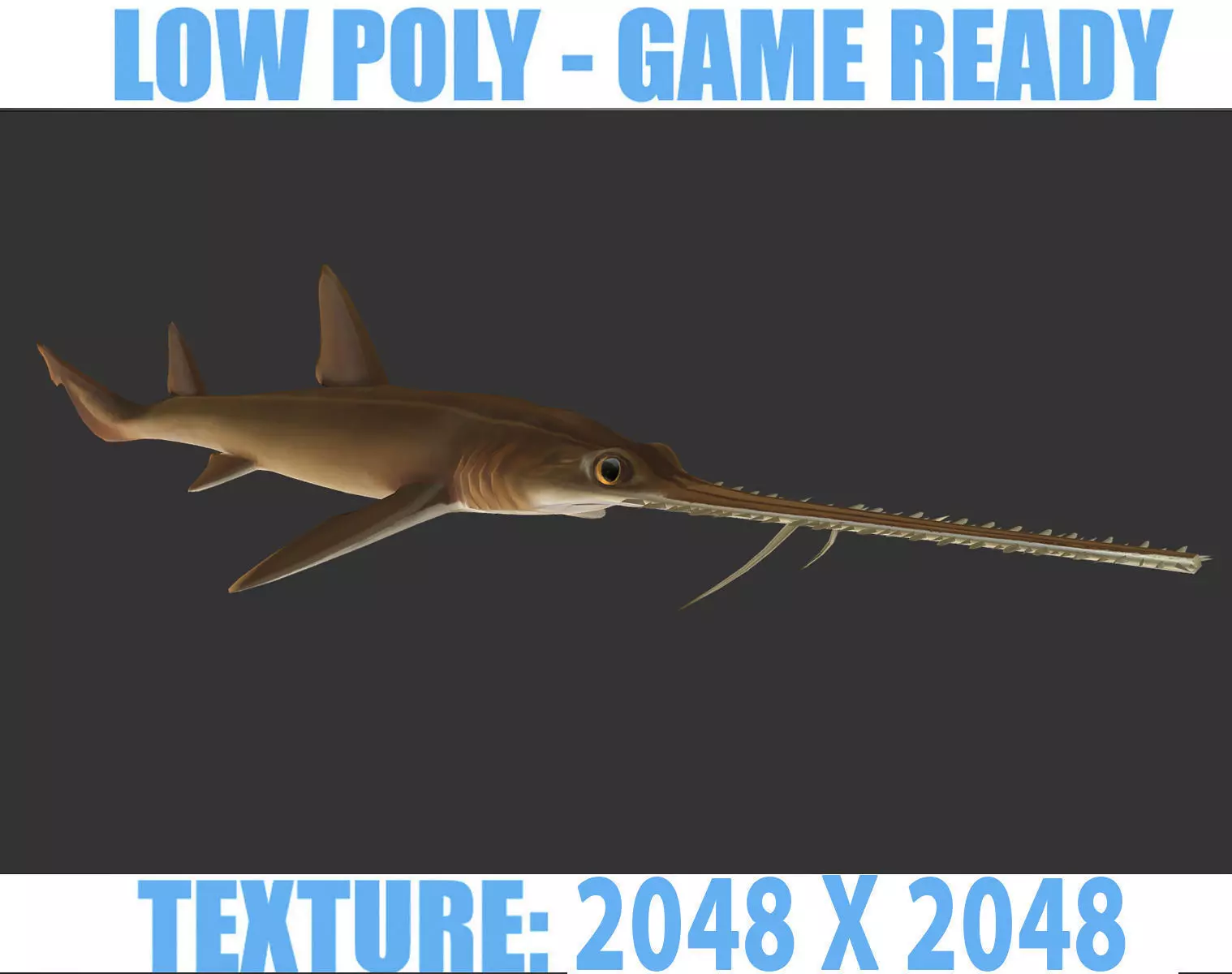 long shark mouth Low-poly 3D model_0