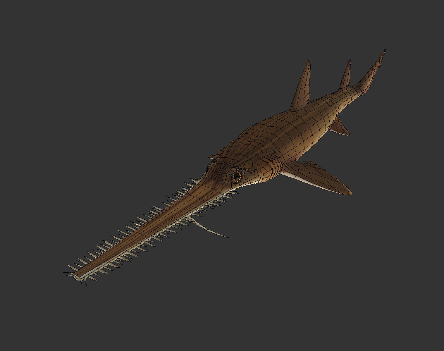 long shark mouth Low-poly 3D model_8