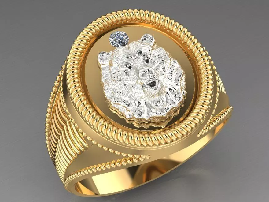 ring with a bear 3D print model