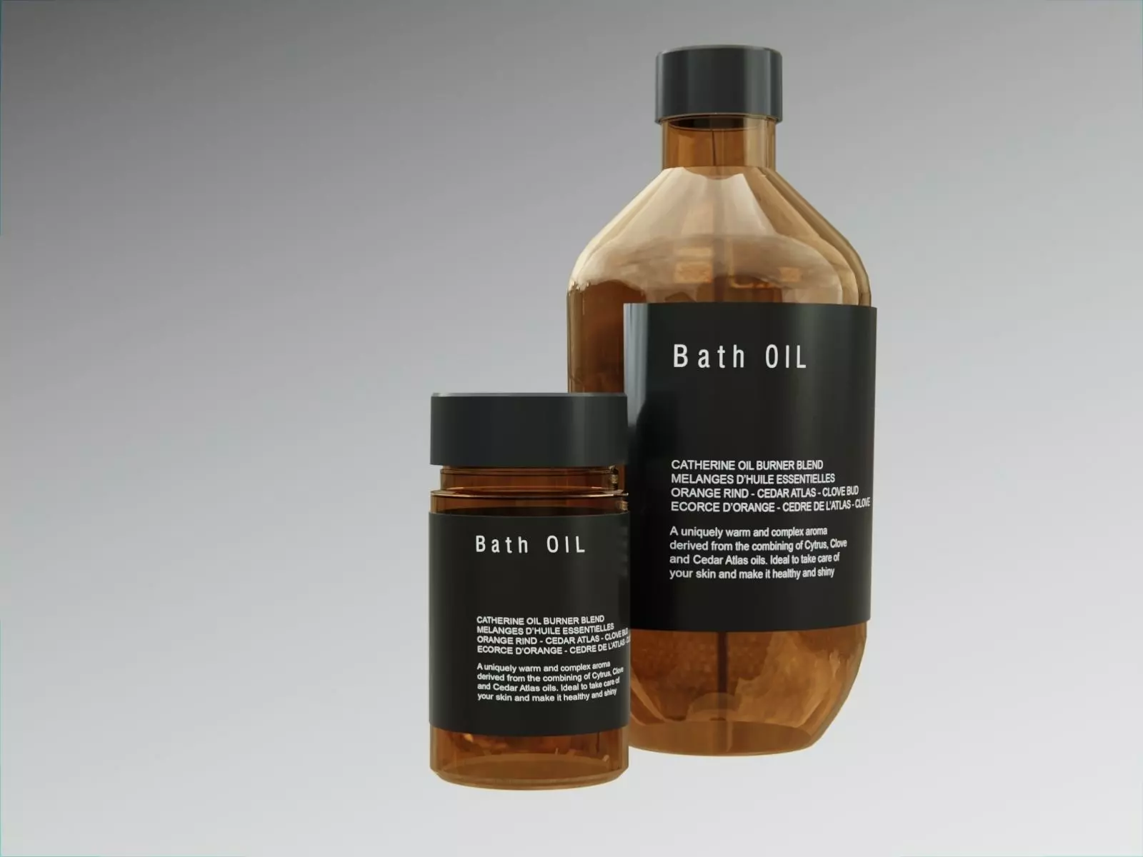 Bath Oil Bottles Low-poly 3D model_0