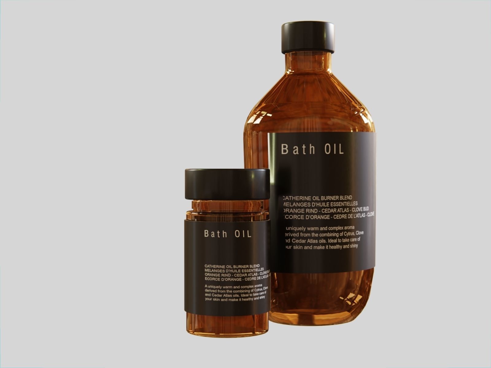 Bath Oil Bottles Low-poly 3D model_3
