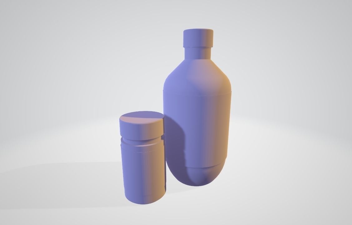 Bath Oil Bottles Low-poly 3D model_4