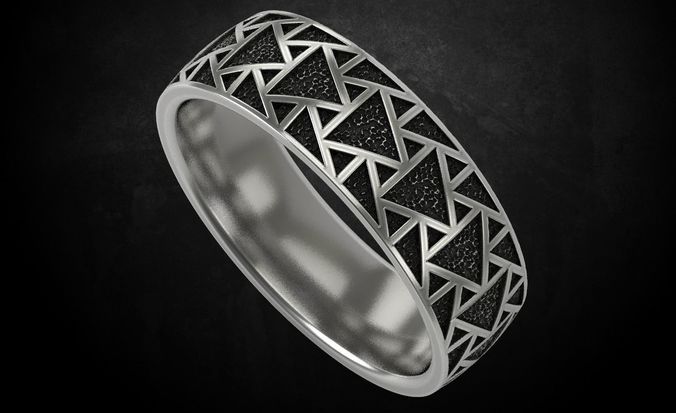 Stylish ring with triangles 271 3D print model