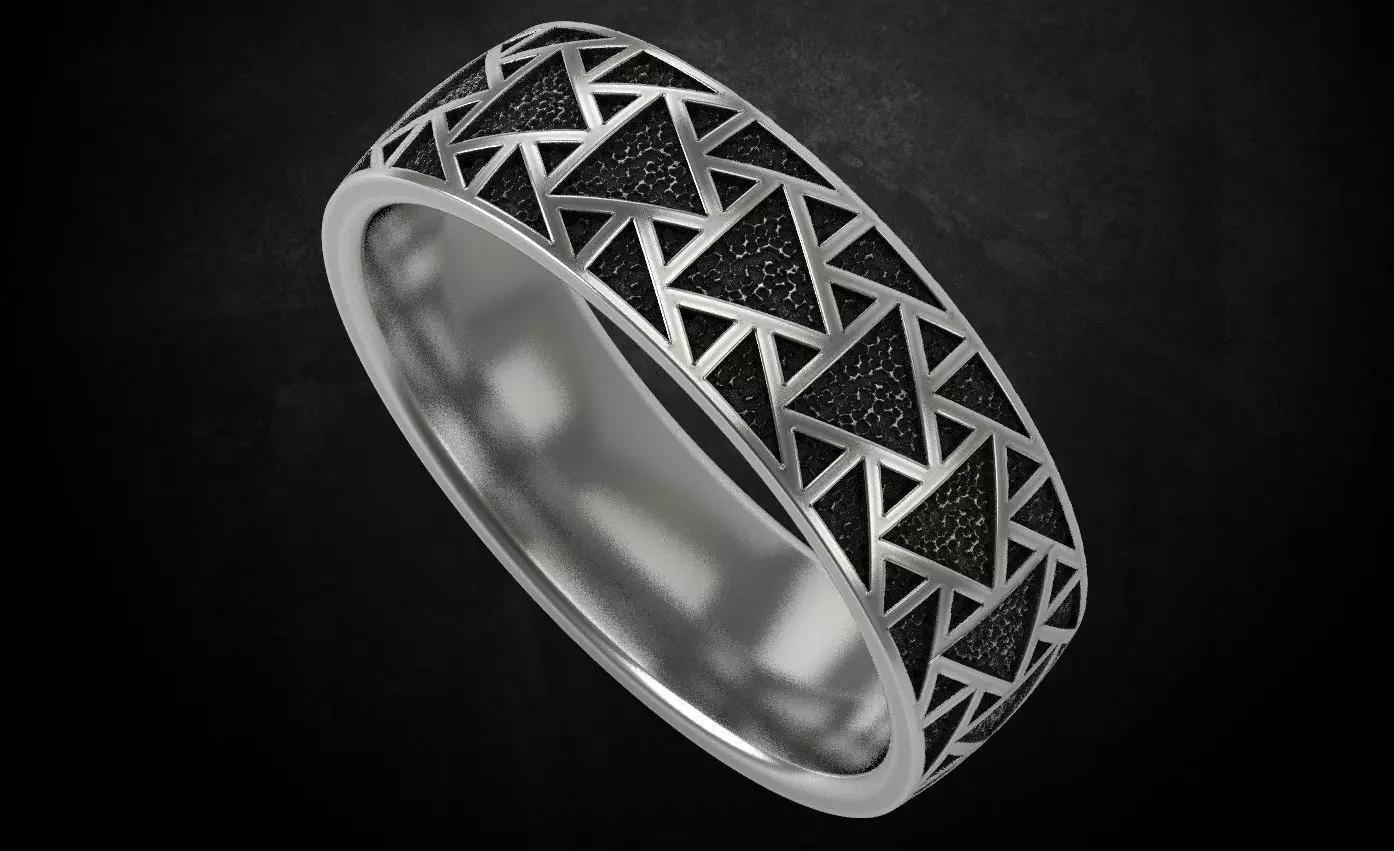 Stylish ring with triangles 271 3D print model_0
