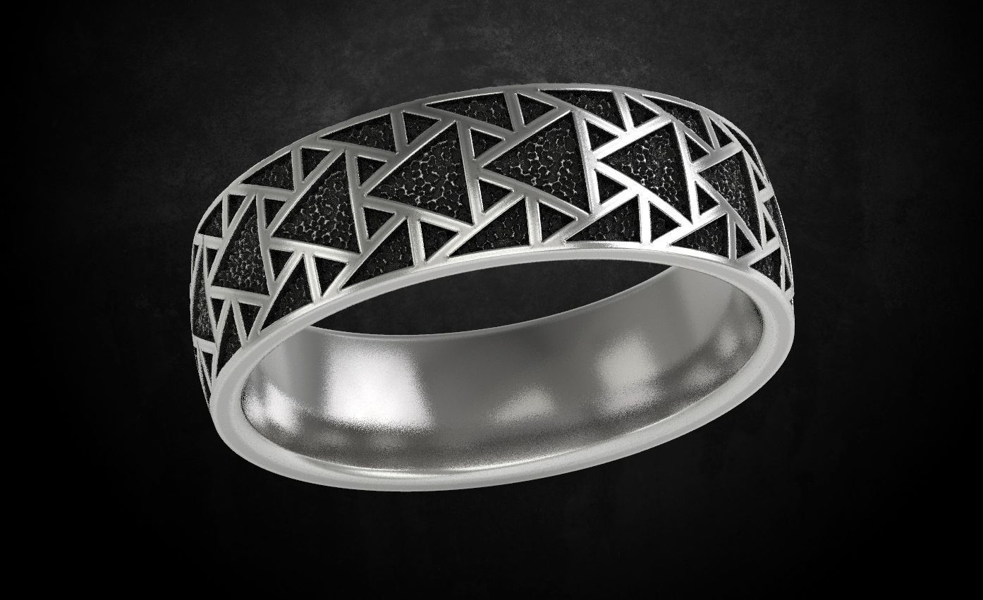 Stylish ring with triangles 271 3D print model_8
