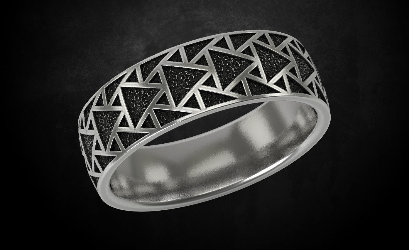 Stylish ring with triangles 271 3D print model_13