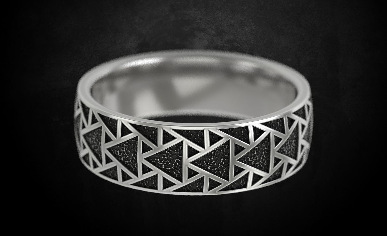 Stylish ring with triangles 271 3D print model_6